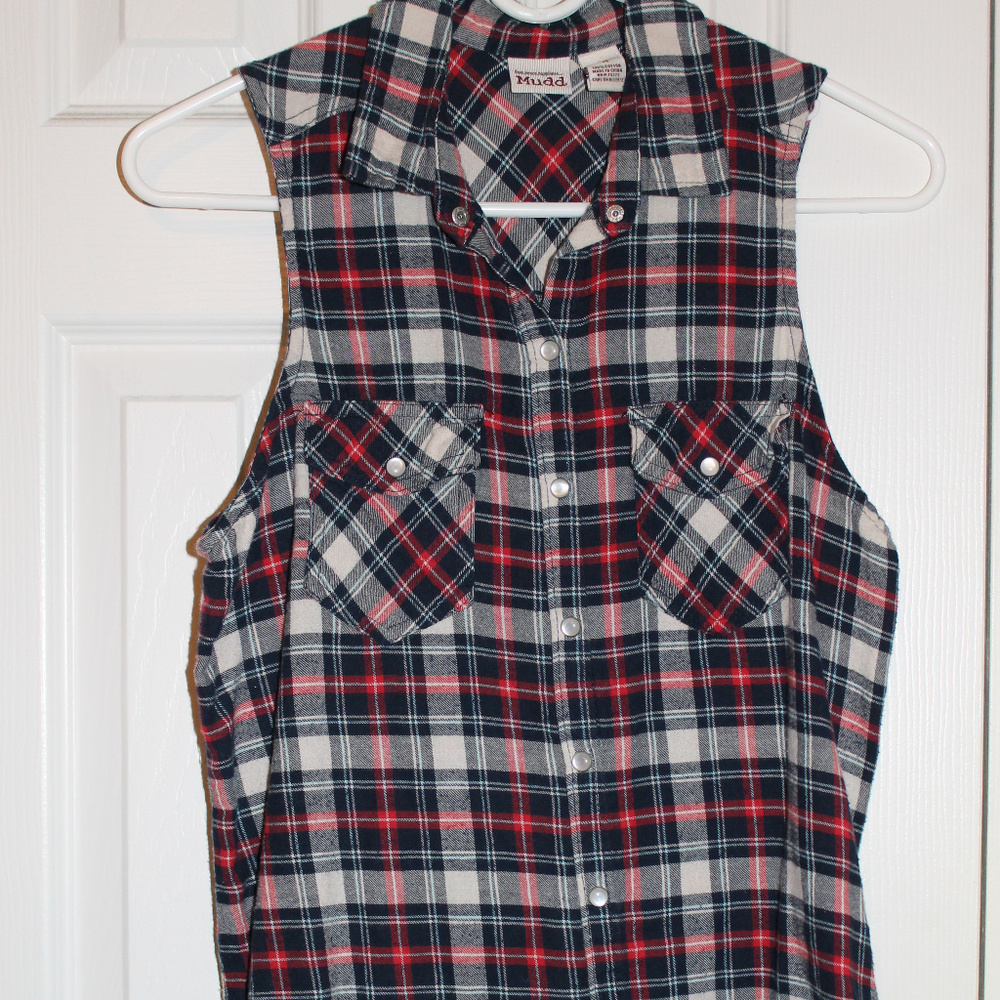 Mudd Sleeveless Flannel Tank Shirt Medium